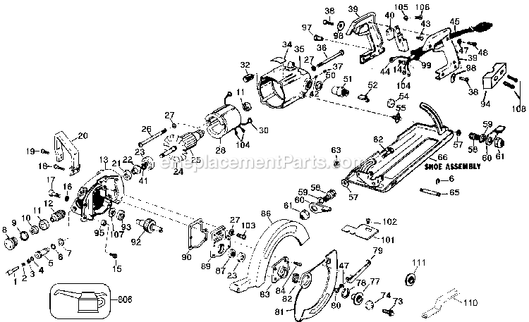 Page A Diagram and Parts List for 2701-BDK Type 1 Black and Decker Circular Saw